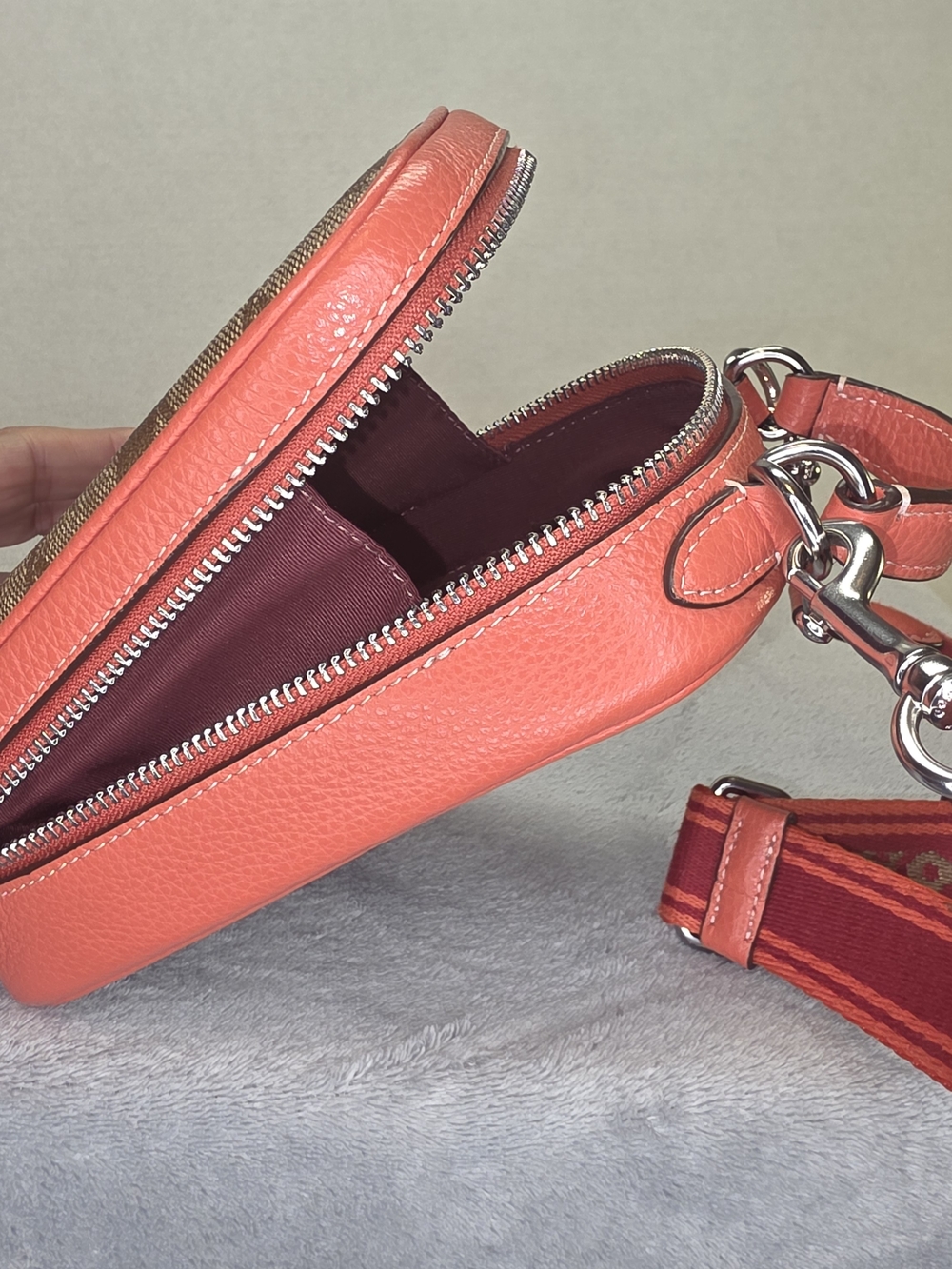 Coach Eva Phone Signature Canvas Crossbody Bag in Brown/coral # 89 - Picture 5 of 9